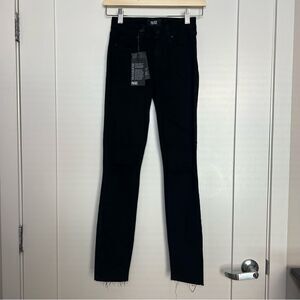 Paige Skinny Jeans Womens Size 23 Black Verdugo Ankle Raw Hem Domino Destructed